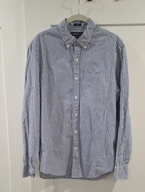 J Crew Mercantile Blue/White Striped Button-Down Shirt